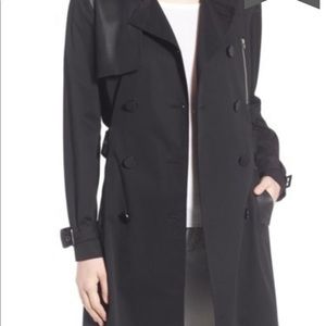 Black Rebecca Minkoff trench with leather accent